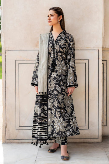 3 - Piece Lawn Embroidered Dress With Lawn Dupatta
