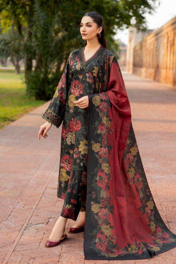 3 - Piece Lawn Embroidered Dress With Lawn Dupatta