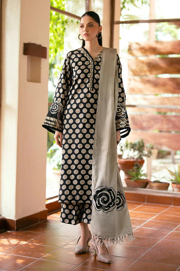 3 - Piece Lawn Embroidered Dress With Lawn Dupatta