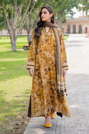 3 - Piece Lawn Embroidered Dress With Lawn Dupatta