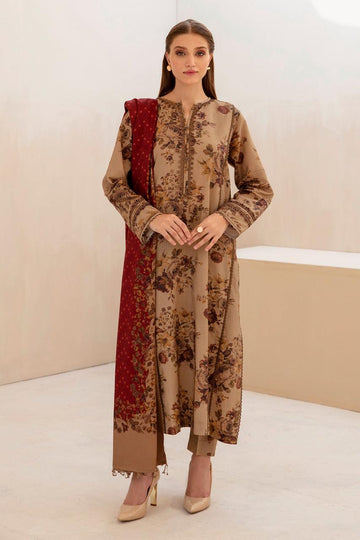 3 - Piece Lawn Embroidered Dress With Lawn Dupatta