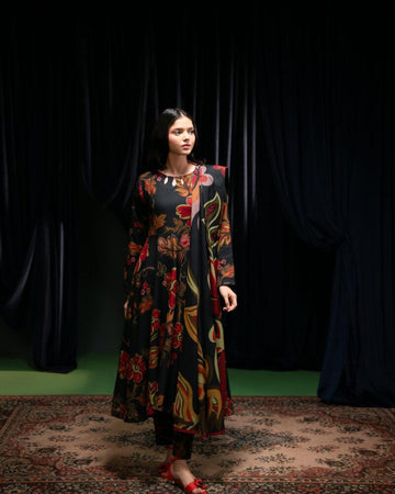 3 - Piece Lawn Embroidered Dress With Lawn Dupatta