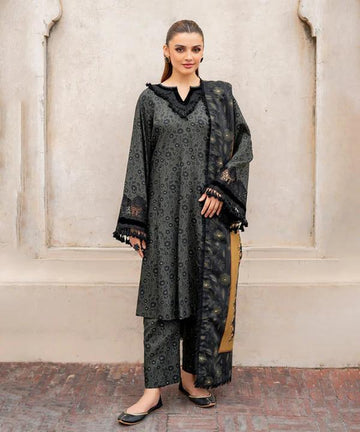 3 - Piece Lawn Embroidered Dress With Lawn Dupatta