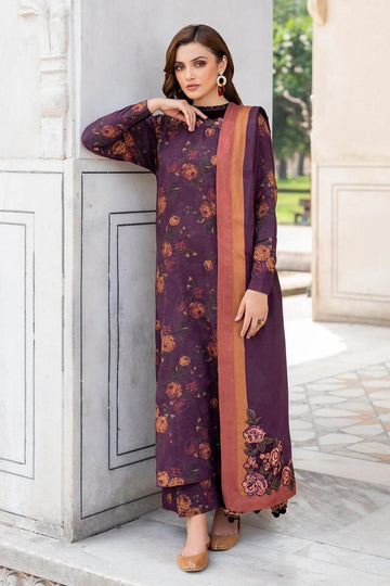 3 - Piece Lawn Embroidered Dress With Lawn Dupatta