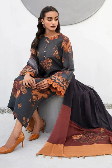 3 - Piece Lawn Embroidered Dress With Lawn Dupatta