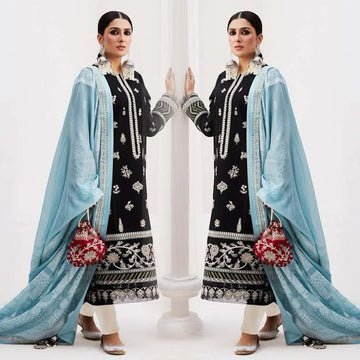 3- Piece Embroidered Dhanak Dress with Wool Shawl