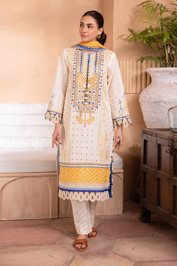 3 - Piece Lawn Embroidered Dress With Lawn Dupatta