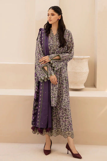 3 - Piece Lawn Embroidered Dress With Lawn Dupatta