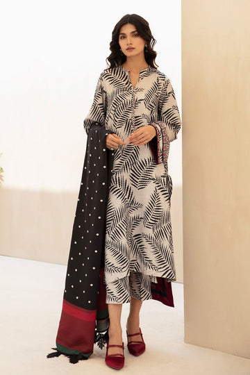 3- Piece Embroidered Khaddar Dress with Wool Shawl