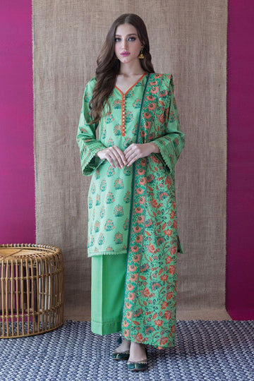 3- Piece Embroidered Khaddar Dress with Wool Shawl