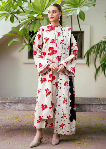 3 - Piece Lawn Embroidered Dress With Lawn Dupatta