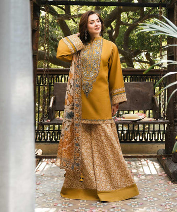 mustard- Embroidered Lawn 3 Piece