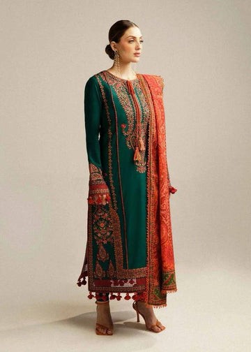 deep emerald green - Embroidered Lawn 3 Piece