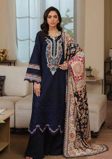 dark blue - Embroidered Lawn 3 Piece