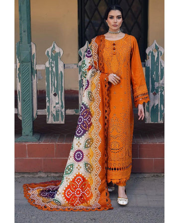 orange - Embroidered Lawn 3 Piece