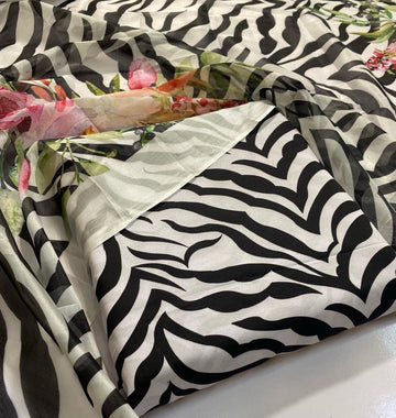 black and white  - Lawn 3Pc Suit