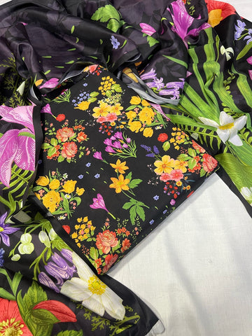 black with multi shades - Lawn 3Pc Suit