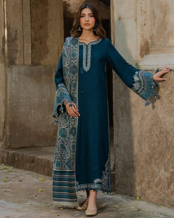Dark Navy - Embroidered Lawn 3 Piece