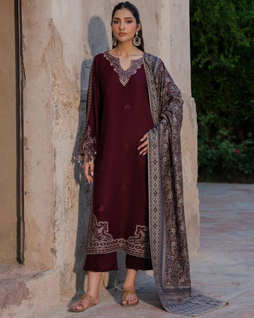 Mahroon - Embroidered Lawn 3 Piece