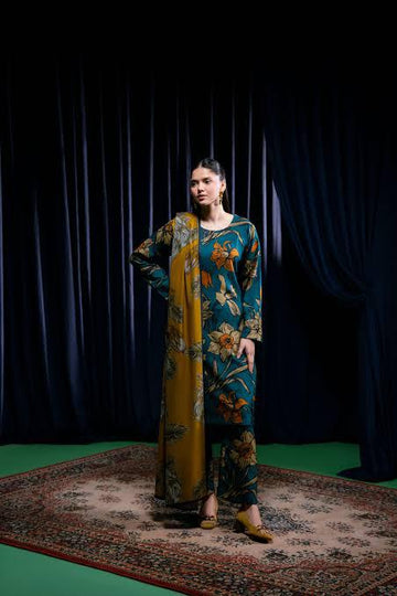 3 - Piece Lawn Embroidered Dress With Lawn Dupatta