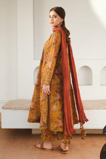 3 - Piece Lawn Embroidered Dress With Lawn Dupatta