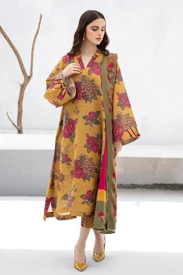 3 - Piece Lawn Embroidered Dress With Lawn Dupatta