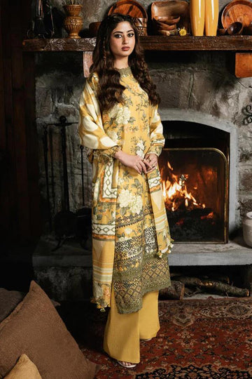 3 - Piece Lawn Embroidered Dress With Lawn Dupatta